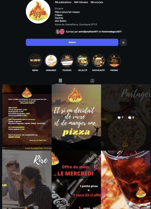 Compte Instagram Pizza Caraïbes